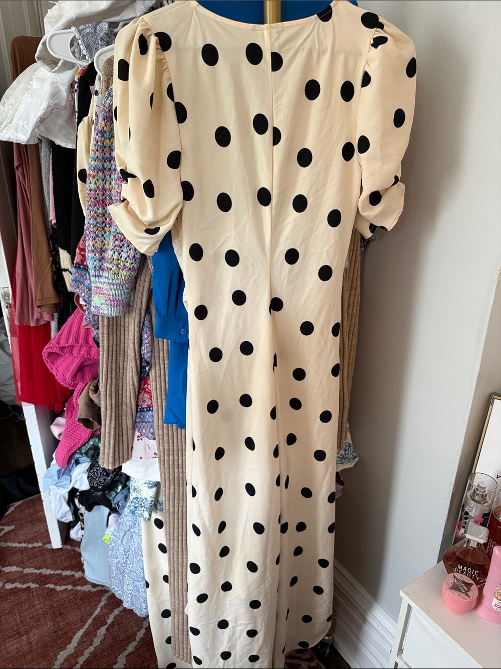 a new day Cream and Black Polka Dot Ruched Maxi Dress - Picture 4 of 4